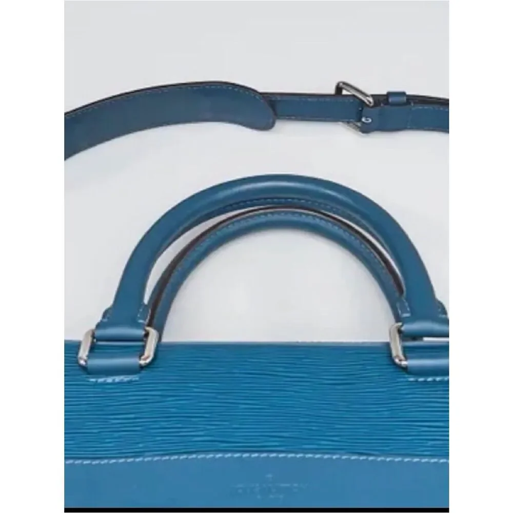 Louis Vuitton Blue Epi Leather Laptop Bag with Shoulder Strap